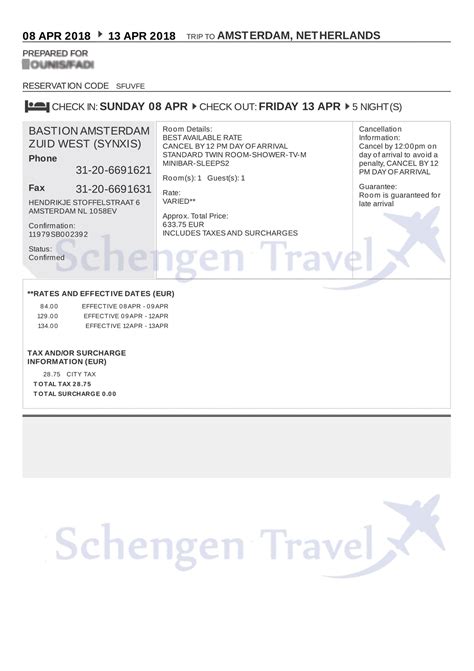 sample  travel itinerary template  visa application