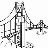 Bridge Golden Coloring Gate Pages Drawing Places Famous Clipart Landmarks Clip Colouring Cliparts Simple Printable Travel Buildings Architecture Covered Line sketch template