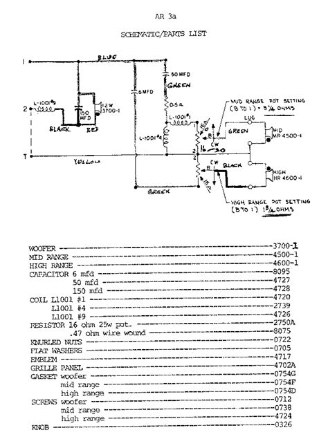 ar  schematic parts list  classic speaker pages