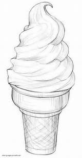 Ice Cream Coloring Print Cone Pages Color Printable Food sketch template