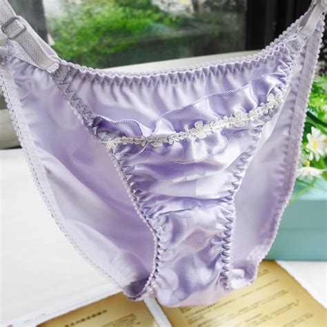 Panties Women S Light Purple Satin Lace Luxury Low Waist Sexy Small