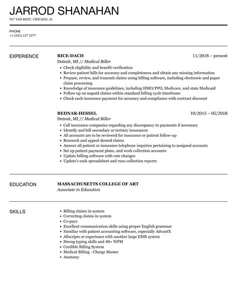 medical biller resume sample
