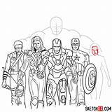 Avengers Draw Step Team Superheroes Sketchok Comics sketch template