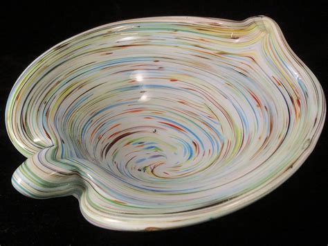 Murano Art Glass Leaf Spade Dish Multi Color Metallic