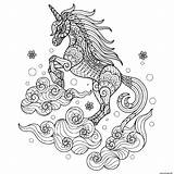 Licorne Nuages Unicorno Coloriages Carino Volante sketch template