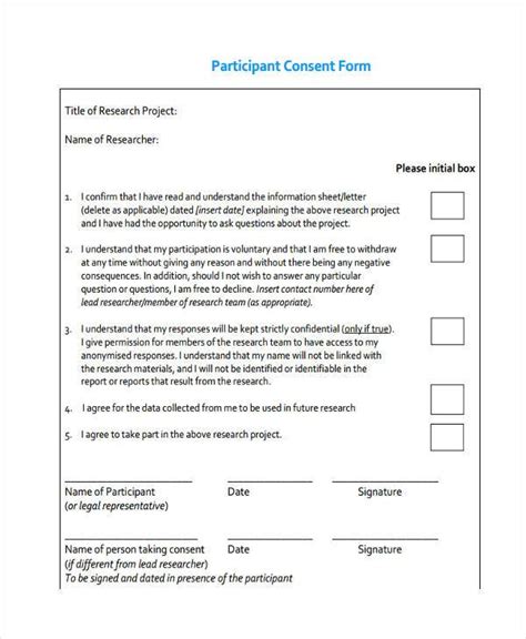 Free 8 Research Consent Forms In Pdf Ms Word