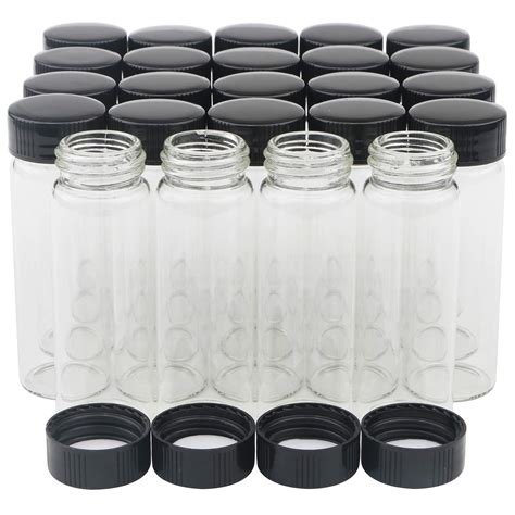 unxuey pack ml  oz clear glass vials sample glass bottles  plastic screw black cap