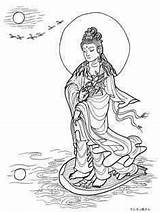 Guanyin Power Moon Water Buddha sketch template