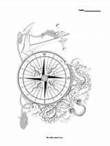 Compass Rose Pirates Pirate School Color Kids sketch template