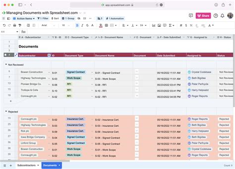 manage track documents  spreadsheetcom