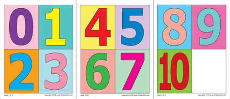colored printable numbers   kindergarten math printables