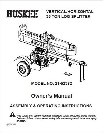 huskee log splitter owners manuals