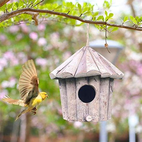 pivby wooden bird house hummingbird house   hanging natural handmade outdoor birdhouse