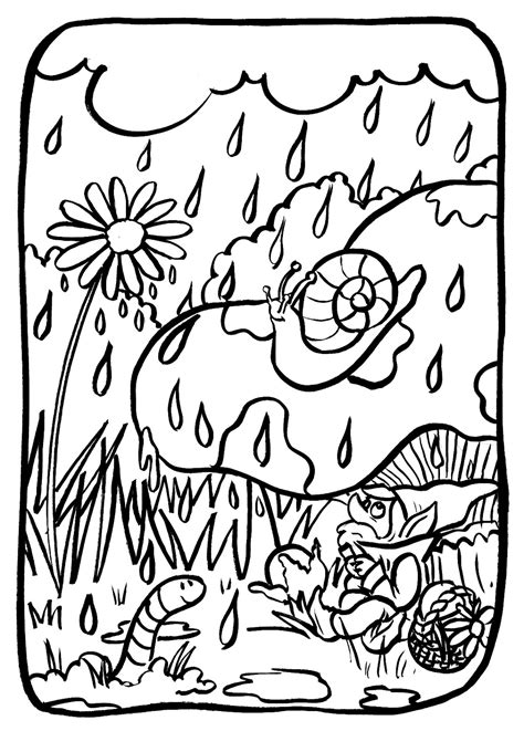 rain  nature  printable coloring pages