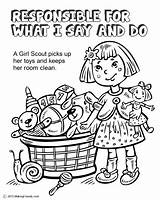 Girl Coloring Scouts Sheets Responsible Say Do sketch template