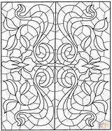 Vitrail Mandalas Vitraux Muster Carré Adulte Ausdrucken Malvorlage sketch template