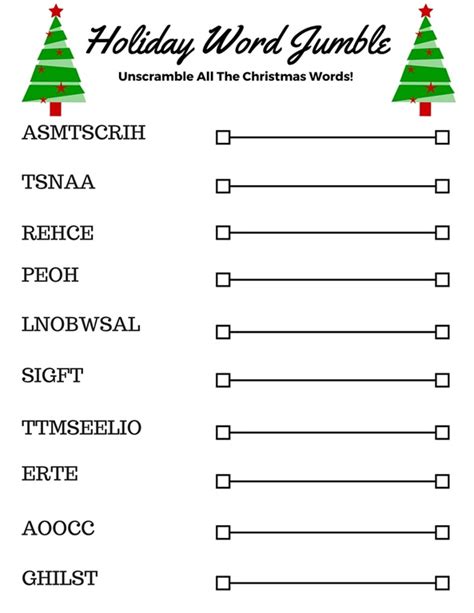 printable christmas word jumble  holiday fun