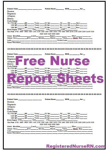 nurse report sheet nursing care plan nurses report sheet templates