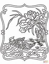 Coloring Chinese Mandarin Traditional Pattern Pages China Ducks Printable Supercoloring sketch template