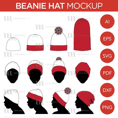 beanie toque knit  winter hat mockup  template  angles