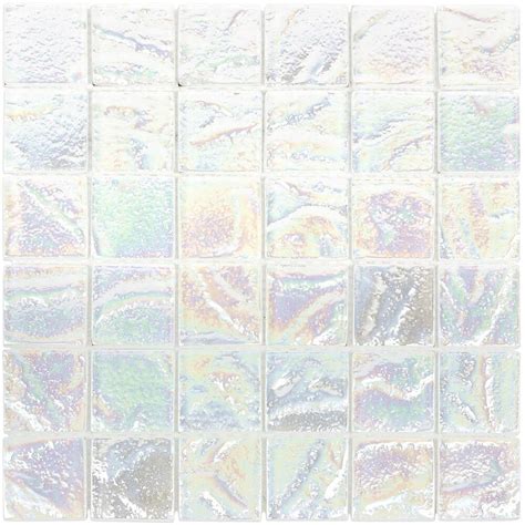 Ivy Hill Tile Marina Iridescent Squares White Glass Mosaic Wall Tile