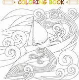Coloring Storm Vector Ocean Ship Illustration sketch template