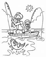 Menino Pescando Pai Desenho sketch template