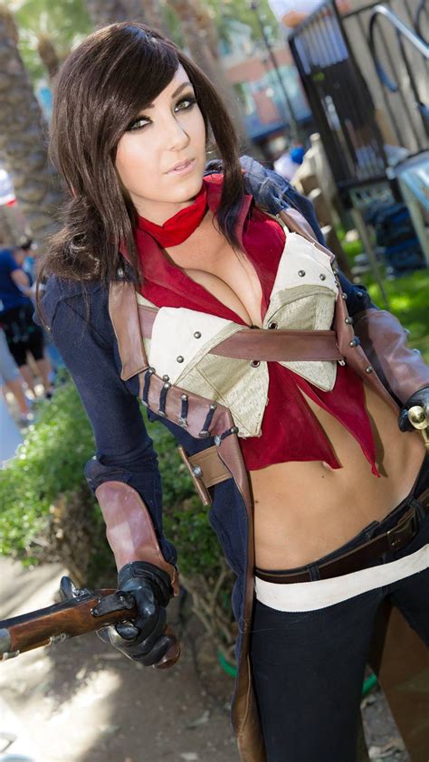 wallpaper gun women cosplay anime cleavage belly