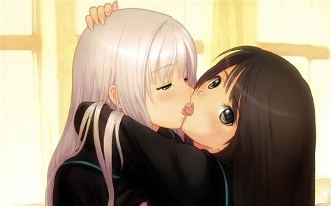 anime girls kiss watch drama online in high quality urara wallpaper