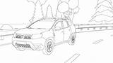 Dacia Duster Onderweg Tijdverdrijf Daciast Kleurplaat sketch template