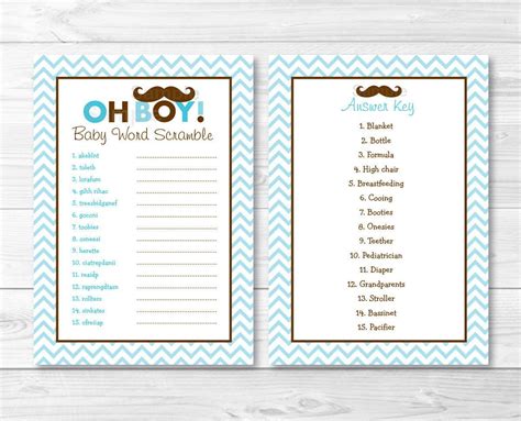 baby shower games printable  answer key sweet life candy match