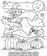 Halloween Number Color Coloring Pages Numbers Kids Worksheets Printable Witch Printables Activities French Math Worksheet Crafts Doverpublications Kindergarten Preschoolactivities Drawings sketch template
