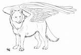 Wolf Winged Drawing Drawings Lineart Wings Wolves Deviantart Animals Line Coloring Pages Angel Animal Sketch Color Fantasy Spirit Dog Cats sketch template