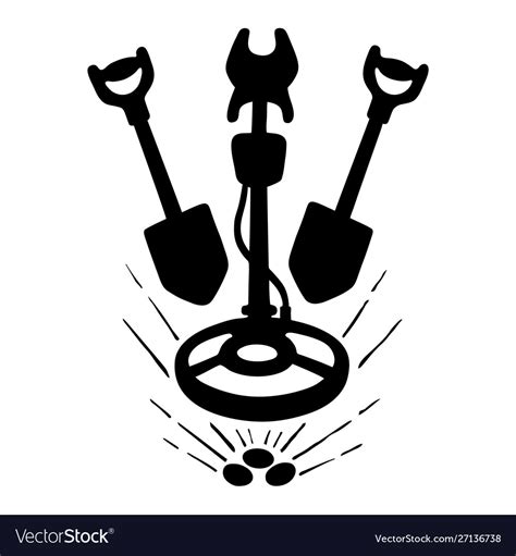 metal detector  shovels treasure hunt emblem vector image