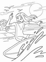 Coloring Surfer Pages Girl Crayola Summer Printable Surfing Colouring Seasons Waves La sketch template