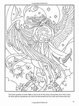 Colouring Gaia Goddess Books Dover Goddesses Angel Godess Marty Miscellaneous sketch template