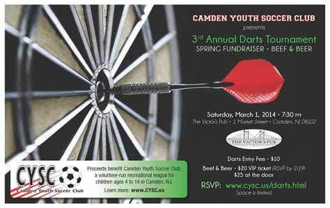 camden youth soccer club darts tournament fundraiser brotherly game