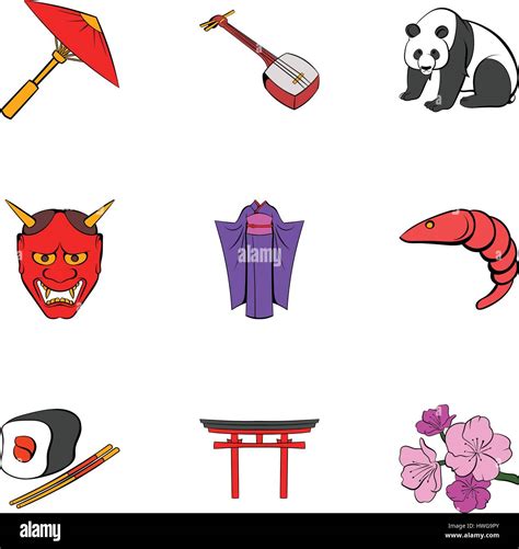 iconos de simbolos chinos estilo de dibujos animados imagen vector de