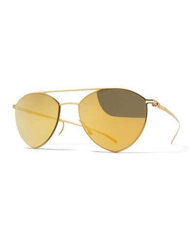 Mykita Maison Margiela Essential Angular Aviator Sunglasses Gold