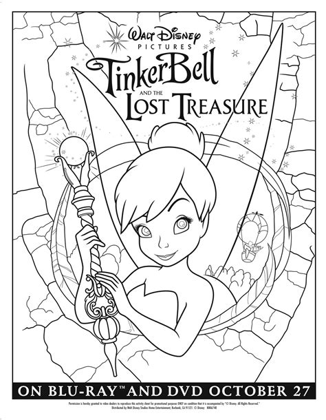 tinker bell   lost treasure coloring page  time mommy