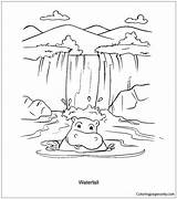 Waterfall Coloring Color Pages Coloringpagesonly sketch template