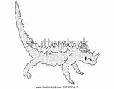 Thorny Antistress Lizard Coloring Vector Adult Devil sketch template