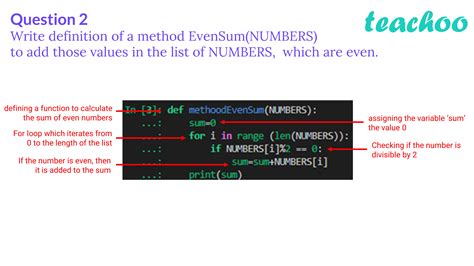 write definition   method evensumnumbers  add  values