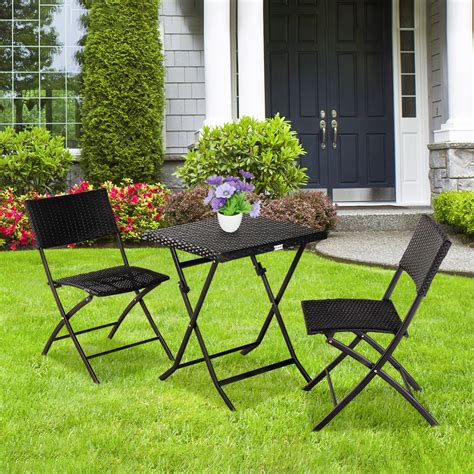 clearance  piece patio folding bistro set outdoor wicker conversation set   chairs