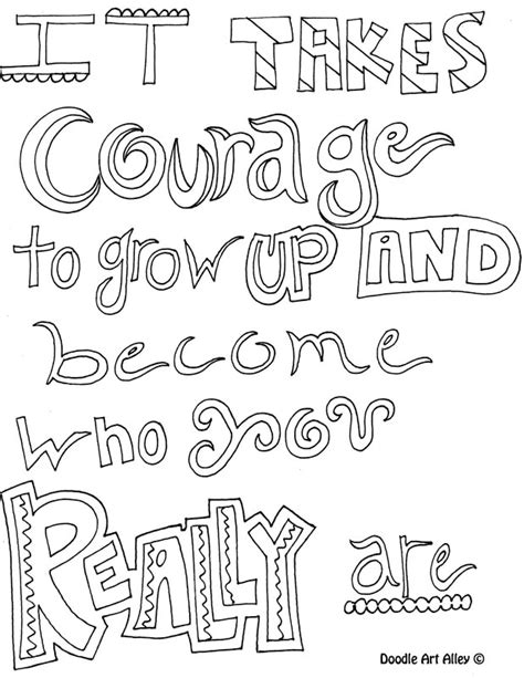 courage quote coloring pages doodle art alley