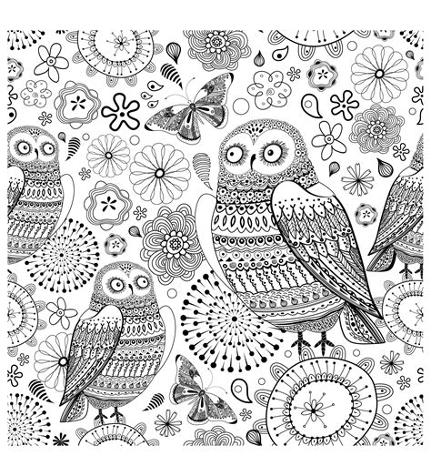 hard owl coloring pages