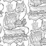 Coloring Cat Cafe Spoonflower Fabric Ripple Pond Original sketch template