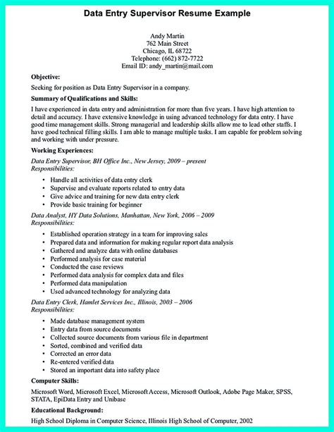 data entry resume description