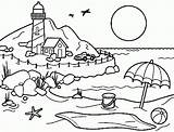 Beach Coloring Nature Pages Kids Drawing Lighthouse Sunset Clipart Printable Scenes Outline Colouring Realistic Pencil Scene Color Sketches Qnd Sheets sketch template