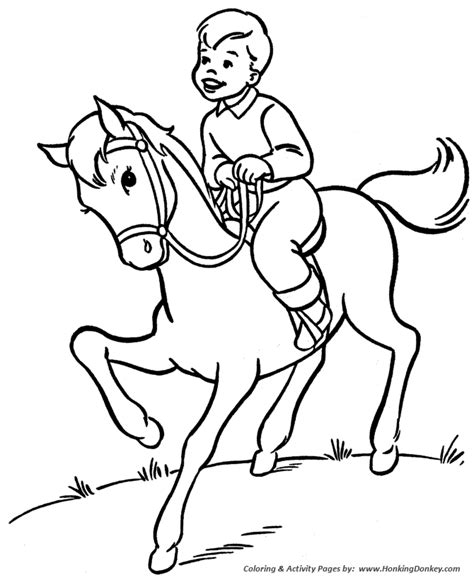 horse coloring pages printable boy  riding  horse coloring page